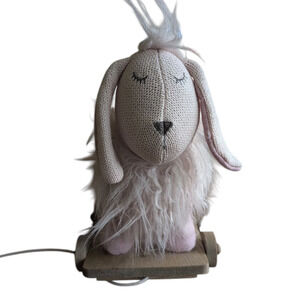Restoration Hardware baby & child Wooly Plush Pull Toy- pink Petal Bunny